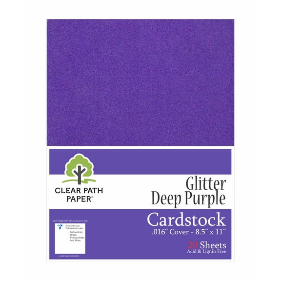 Glitter Deep Purple Cardstock - 8.5 x 11 inch - .016" Thick - 20 Sheets - Clear Path Paper
