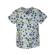 Scrubstar Women's Festive Dots Printed Mock Wrap Top
