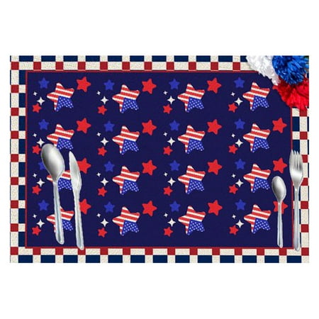 

Greyghost 1Pc Table Mats Independence Day Cotton and Linen Strip and Star Placemat A9