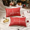 thumbnail image 2 of Christmas Throw Pillow Covers 12x20 Inch Set of 2 Merry Christmas Farmhouse Decorations Believe Holiday Decor Throw Cushion Case for Home Couch, 2 of 4