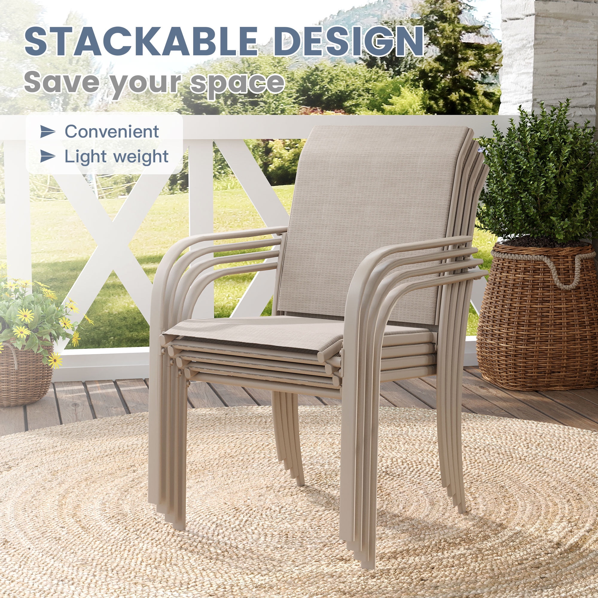 Vicllax 11-Piece Round Outdoor Patio Dining Furniture Set Table and Chair Metal Frame for Porch Deck