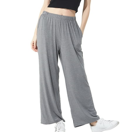 

Homgro Women s Plus Size Pajama Bottom Mid Rise Pj Sleep Pant Trousers Wide Leg Thin Relaxed Dark Grey XX-Large