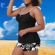 thumbnail image 1 of Trajes de baño Amzcrzy Tankini para mujer traje de baño bikini para mujer talla grande informal color sólido camiseta sin mangas dividida con cojín en el pecho conjunto de traje de baño negro XL, 1 of 6