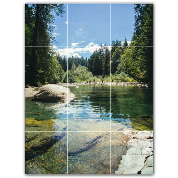 Picture-Tiles.com: River Ceramic Tile Wall Mural WAL500897-34M. 18"W x 24"H using (12) 6" x 6" Ceramic Tiles-Satin Finish