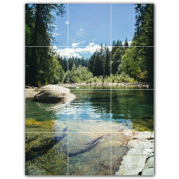 Picture-Tiles.com: River Ceramic Tile Wall Mural WAL500897-34S. 12.75"W x 17"H using (12) 4.25" x 4.25" Ceramic Tiles-Satin Finish