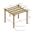 thumbnail image 2 of Riedhoff 10 x 10 Ft Wood-Grain Aluminum Outdoor Pergola with Retractable Canopy Sun Shade,Beige, 2 of 7
