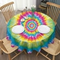 thumbnail image 3 of Colorful Rainbow Tie Dye Spiral Pattern Round Tablecloth 60"x60",Wrinkle Wipeable Table Cloth for Kitchen Dining Room Picnic Patio Party, 3 of 6