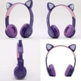 thumbnail image 5 of Kids Headphones, Cute Cat Ear Wireless Headphones, over on Ear Bluetooth 5.0 Game Headset for Kids Adults with Microphone, Purple, 5 of 13