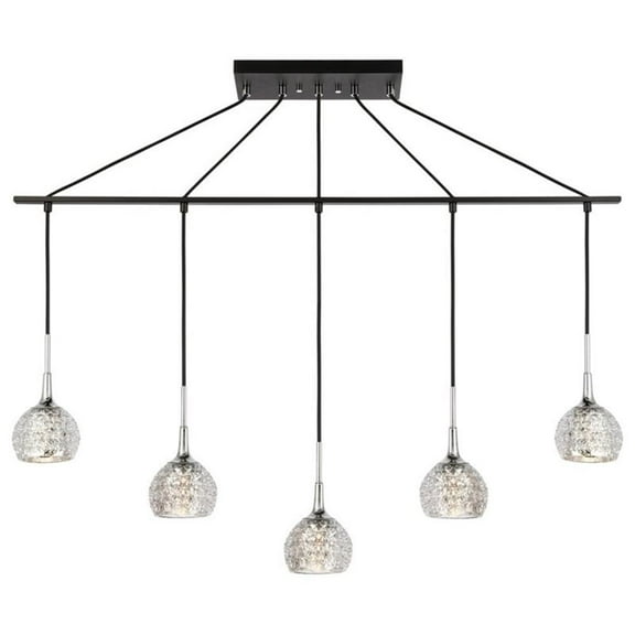 Woodbridge Lighting Bristol 5-Light Glass Linear Pendant in Bronze/Mercury