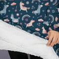 thumbnail image 3 of Oversized Wearable Blanket Hoodie,Dark Blue Cartoon Horse Rainbow Pattern Sherpa Blanket Hoodie with Super Pockets,Super Warm Fuzzy Pullover for Women & Men, 3 of 6