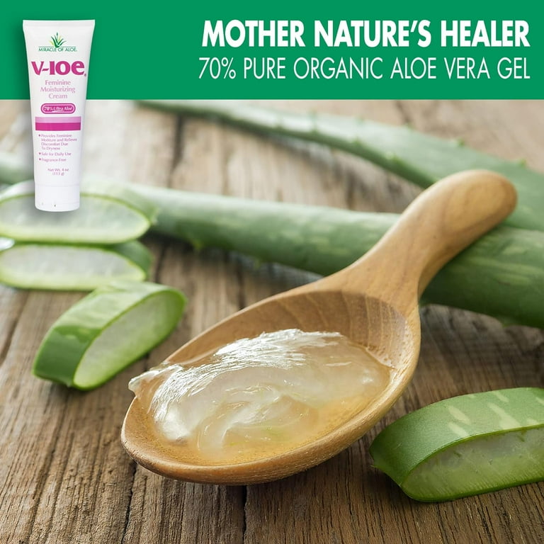 Miracle of Aloe V-loe Soothing Feminine Moisturizing Cream: 70% Aloe Vera -  Natural Non-Estrogen Formula for Quick Relief & Hydration of Sensitive ...