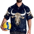 thumbnail image 4 of Taurus Constellation Men's Short Sleeve Casual Printed Button Down Beach Shirts Hawaiian Style Unisex Summer Shirt, 4 of 6