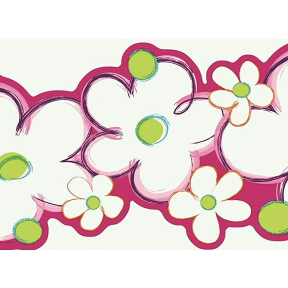 879435 Scalloped Daisy Wallpaper Border PW4091b