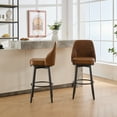thumbnail image 3 of Brown PU Swivel Bar Stools (Set of 2) - Adjustable 24" &amp; 30" Counter Height Stool for Kitchen &amp; Home. Comfortable, Sturdy, Easy Assemble., 3 of 7