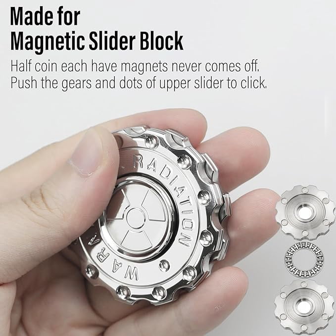 2025 latest Viking Pirate Magnetic Slider & Fidget Spinners for Adults, Heavy Metal Figette Spin, Premium Bearing, Silent Long Spinning, Small Gossip Desgin, Stainless Steel Nuc Silver