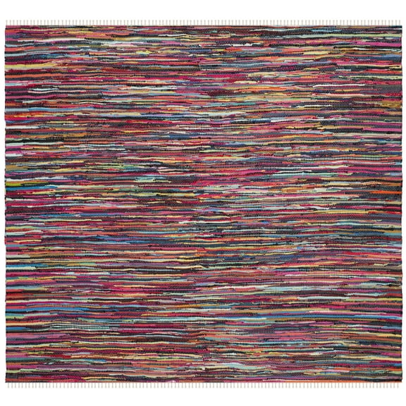 SAFAVIEH Rag Dania Striped Cotton Area Rug, Multi, 6' x 6' Square