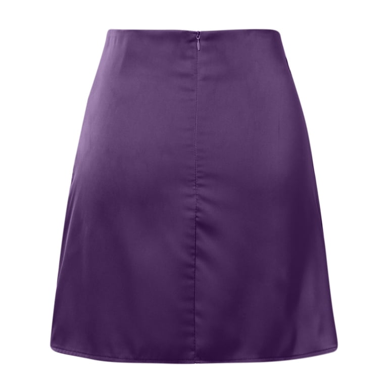 スカート Bed&Breakfast Silk Crape Skirt Ladies Casual Satin Silk High Fanny Pack With Zipper Mini Skirt
