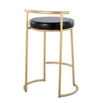 thumbnail image 6 of LumiSource Gold Metal, Black PU Round Fuji 26" Fixed-Height Counter Stool - Set of 2, 6 of 8