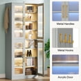 thumbnail image 3 of Fnova 66.93" Bookcase with Doors, 8 Tier Storage Cabinet with LED Lights for Living Room, Bedroom, Study, Gray, 3 of 14