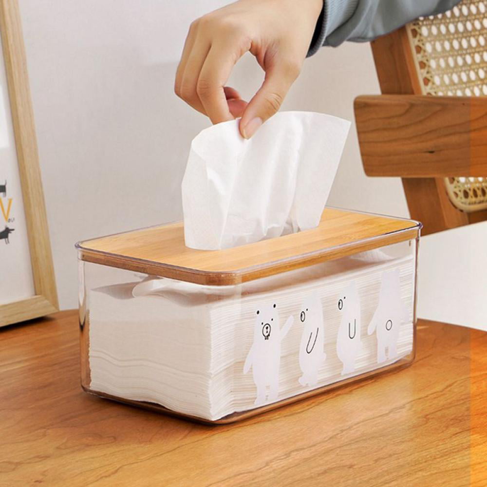 S/L Natural Bamboo Tissue Box Napkin Case Paper Holder for Hotel Home Décor 