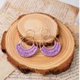thumbnail image 3 of Raffia Hoop Earrings for Women Girls Fun Boho Summer Beach Earrings Lightweight Handmade Straw Wicker Rattan Dangle Earrings Statement Geometric Round Drop Earrings, 3 of 5