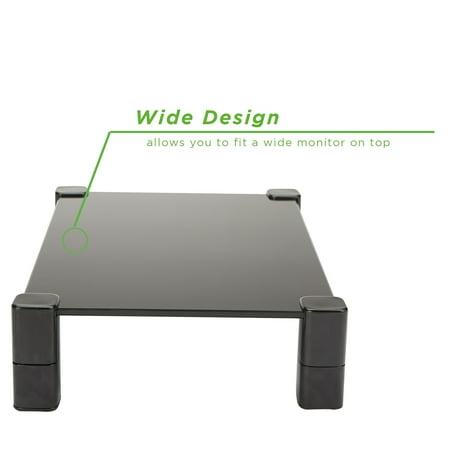Mind Reader - 4 Leg Glass Monitor Stand - Black
