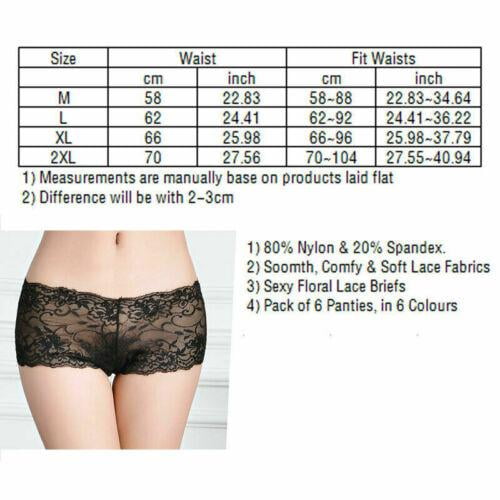 6-Pack Women's Lace Boyshorts Bikini Panties Sexy Boy Shorts Panty