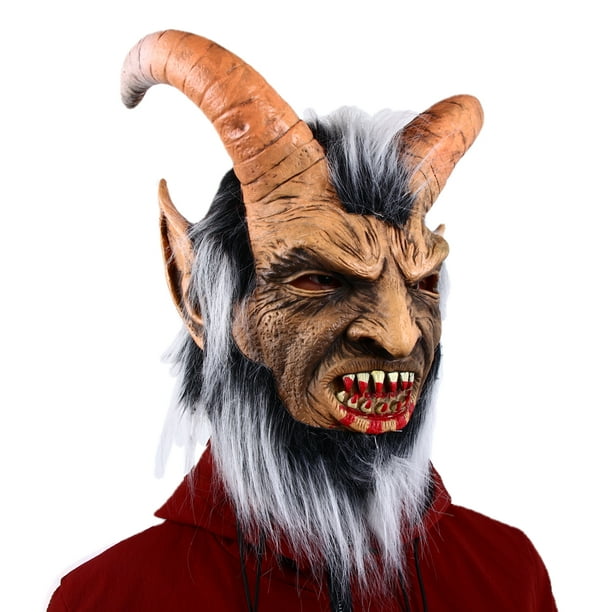 Máscara de diablo para cosplay de Halloween, accesorios para disfraz de monstruo para fiesta de carnaval, máscara de demonio Krampus de terror navideño