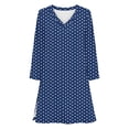 thumbnail image 6 of XPMWRP Women's Polka Dot V Neck Tunic Top 3/4 Sleeve Loose Fit Casual Blouse Flowy Longline Shirt for Daily Wear Blue XXL, 6 of 6