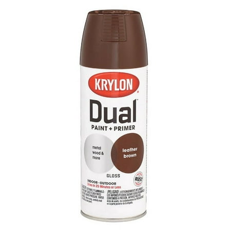 Krylon K08812000 Dual Paint & Primer One Spray Paint, 12 Oz, Leather Brown