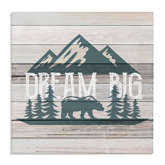 Stupell Industries Traditional Dream Big Rustic Mountain Canvas Art, 17 x 17, by Kim Allen