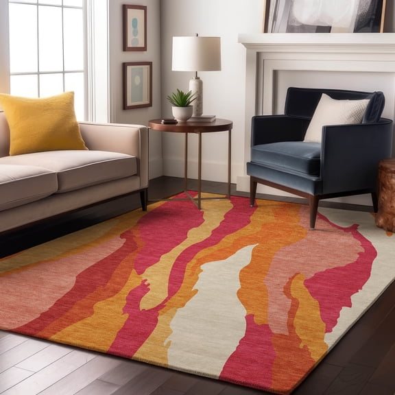 Addison Rugs Mayfield Premium Machine Washable Transitional Waves Blush Rectangle Rug, 9' x 12'