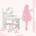 thumbnail image 3 of Qaba Kids Vanity Set, Children Dressing Table w/ Mirror and Stool, White, 3 of 9