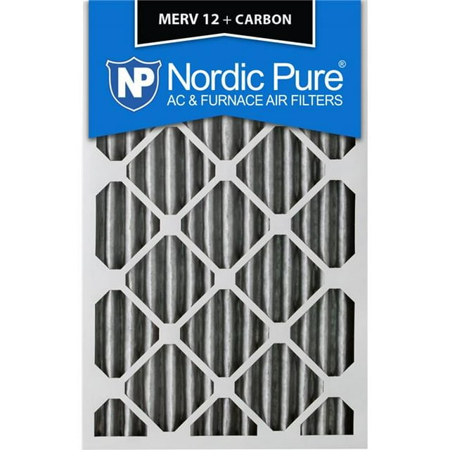 Nordic Pure 18x25x2PM12C-3 MERV 12 Pleated Plus Carbon Furnace Air Filters, 18 x 25 x 2 in. - Pack of 3