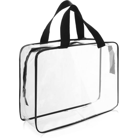 Toiletry Bag Travel Bag Clear Bag Transparent Makeup Bag Waterproof Quart Size Bag Makeup Bags Cases Handle Large Opening Organizer Travel Essentials Pack Heavy Duty Pouch Transparent Zipper