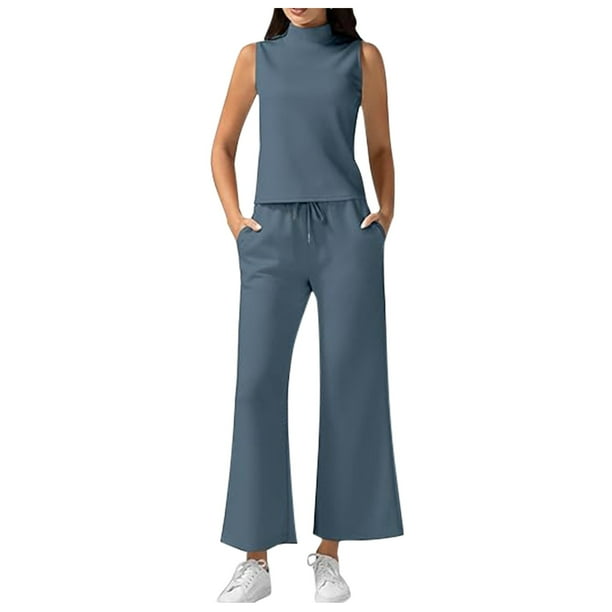 Conjuntos de dos piezas para mujer para el verano 2025: camiseta sin mangas con cuello alto y pantalones cortos. Chándal deportivo, XS-XXL.