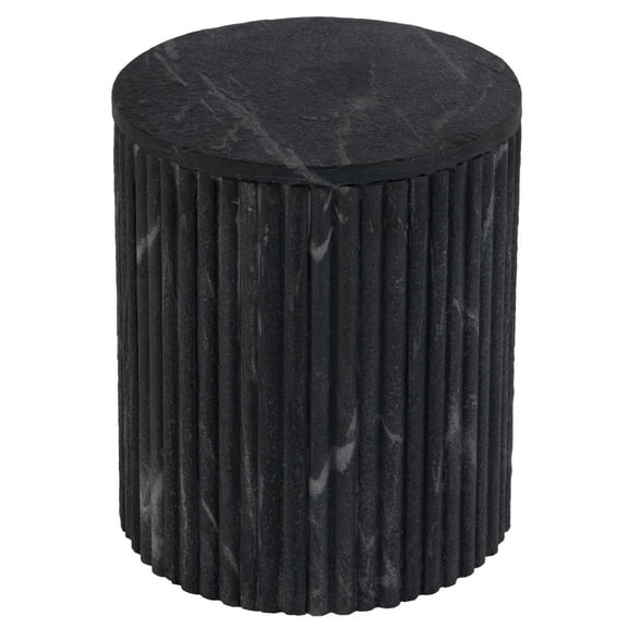 Butler Specialty Sylvester 15" W Round Marble and Wood Side Table - Gray