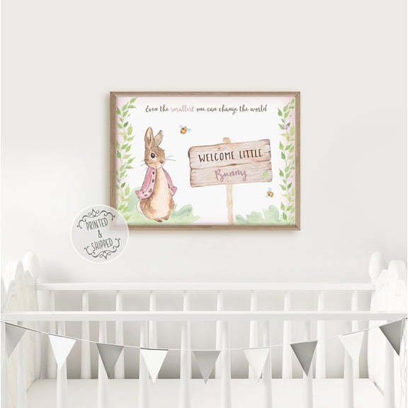Peter Rabbit Print, Peter Rabbit Art, Nursery Decor, Nursery Wall Art, Welcome Little Bunny, Nursery Prints, Baby Decor, Peter Rabbit Home Decor UNFRAMED Poster, Wall Art for Decor, Present, 8x12