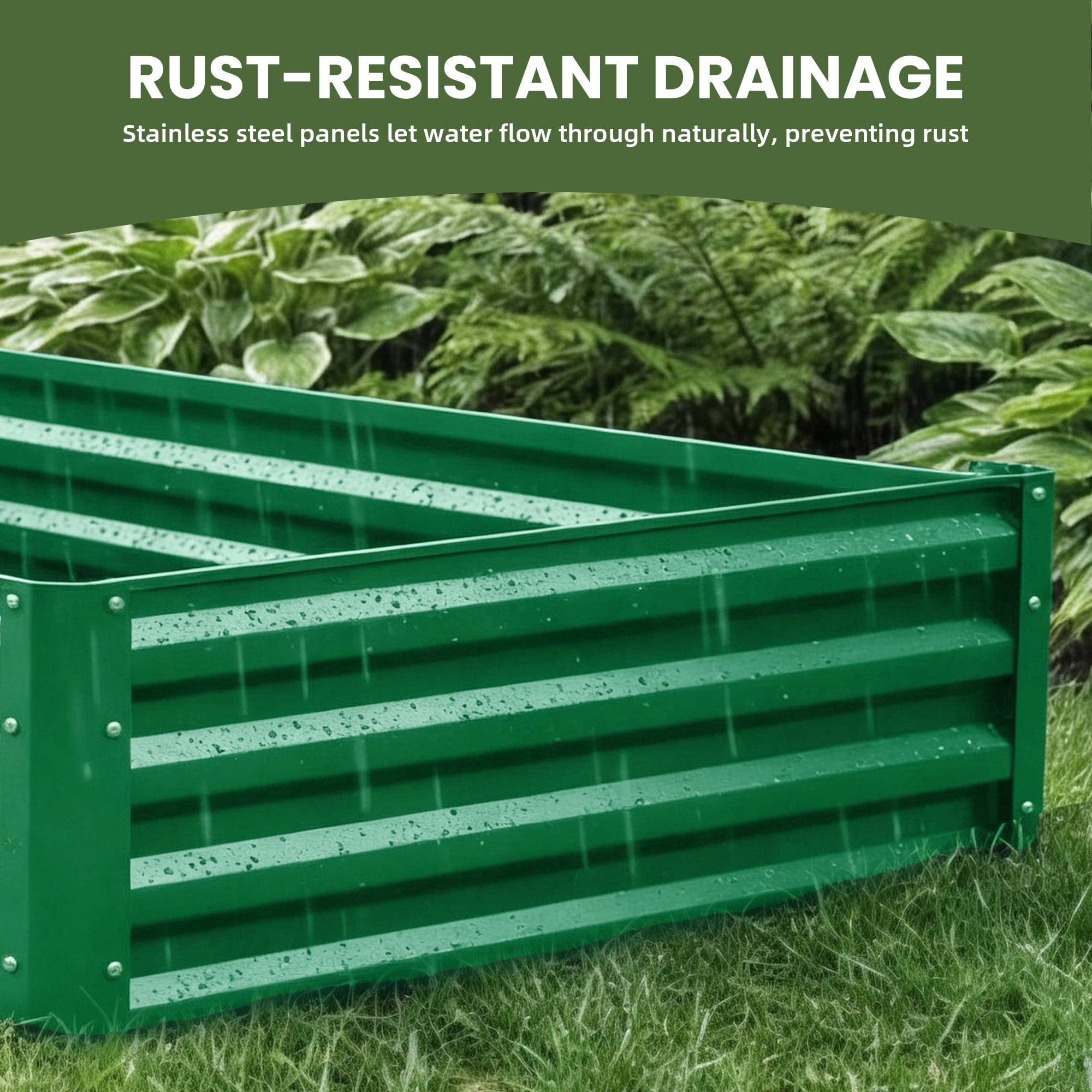 Uforic 2PCS 8X4X1FT Galvanized Raised Garden Bed Kit with Gardening Gloves, Safety Rubber & Support Rod, Outdoor Large Metal Planter Box for Plants Vegetables Flowers, Green