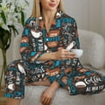 thumbnail image 6 of KLL Coffee Lover Print Print Women's Long Sleeve Pajamas with Pants Sleepwear Loungewear 2 Set-XX-Large, 6 of 8
