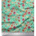 thumbnail image 1 of Soimoi Green Rayon Fabric Leaves & Blooming Camellias Floral Print Fabric By Yard 58 Inch Wide, 1 of 3