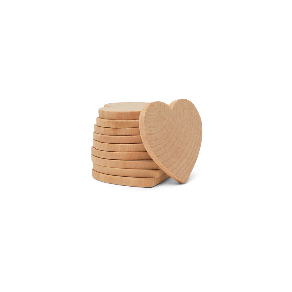 10 x HEARTS 6cm VARIATIONS of BLANK WOODEN SHAPES EMBELLISHMENTS LOVE HEART TAGS 