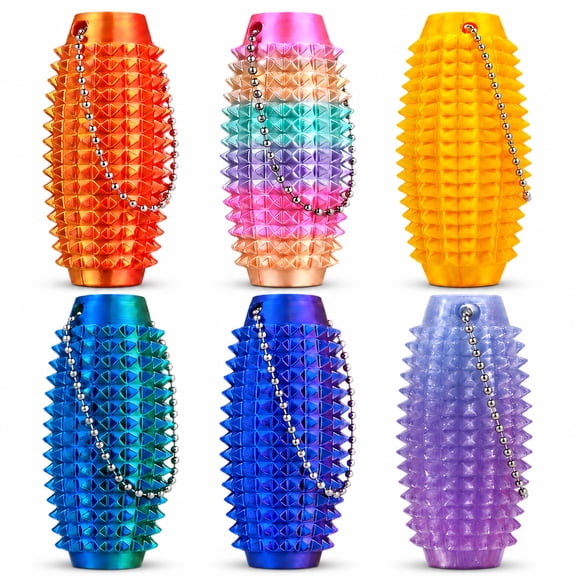 6 Pack Spiky Sensory Fidget Keychains, Textured Pocket Fidget Accessories for Adults Teens, Quiet Stress Relief for Focus and Restless Hands