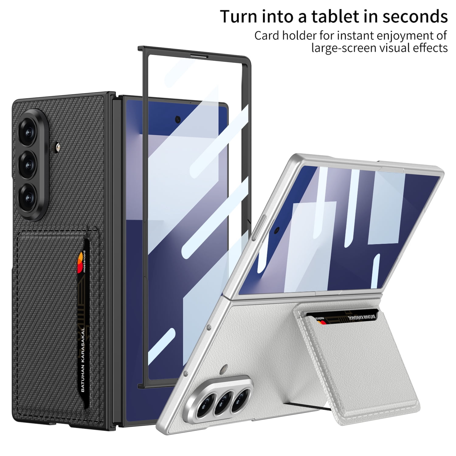 Slim for Samsung Galaxy Z Fold 7 Wallet with Card Holder and Back Flip Kickstand, Built in Screen Protector Thin Protective Cover For Samsung Galaxy Z Fold 7 Phone Case with Card Slot & Stand,Black
