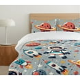 thumbnail image 4 of Ambesonne Outer Space Duvet Cover Set, Happy Astronaut Saturn, Queen, Salmon Blue Pale Grey, 4 of 4