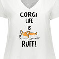 thumbnail image 4 of Inktastic Corgi Life is Rough Women's Plus Size V-Neck T-Shirt, 4 of 5