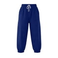 thumbnail image 5 of VBVC Women's Drawstring Waffle Capri Joggers, Summer Stretchy Cropped Pants For Women , Ladies' Running Gym Trousers with Pockets,Blue,S-2XL, 5 of 8