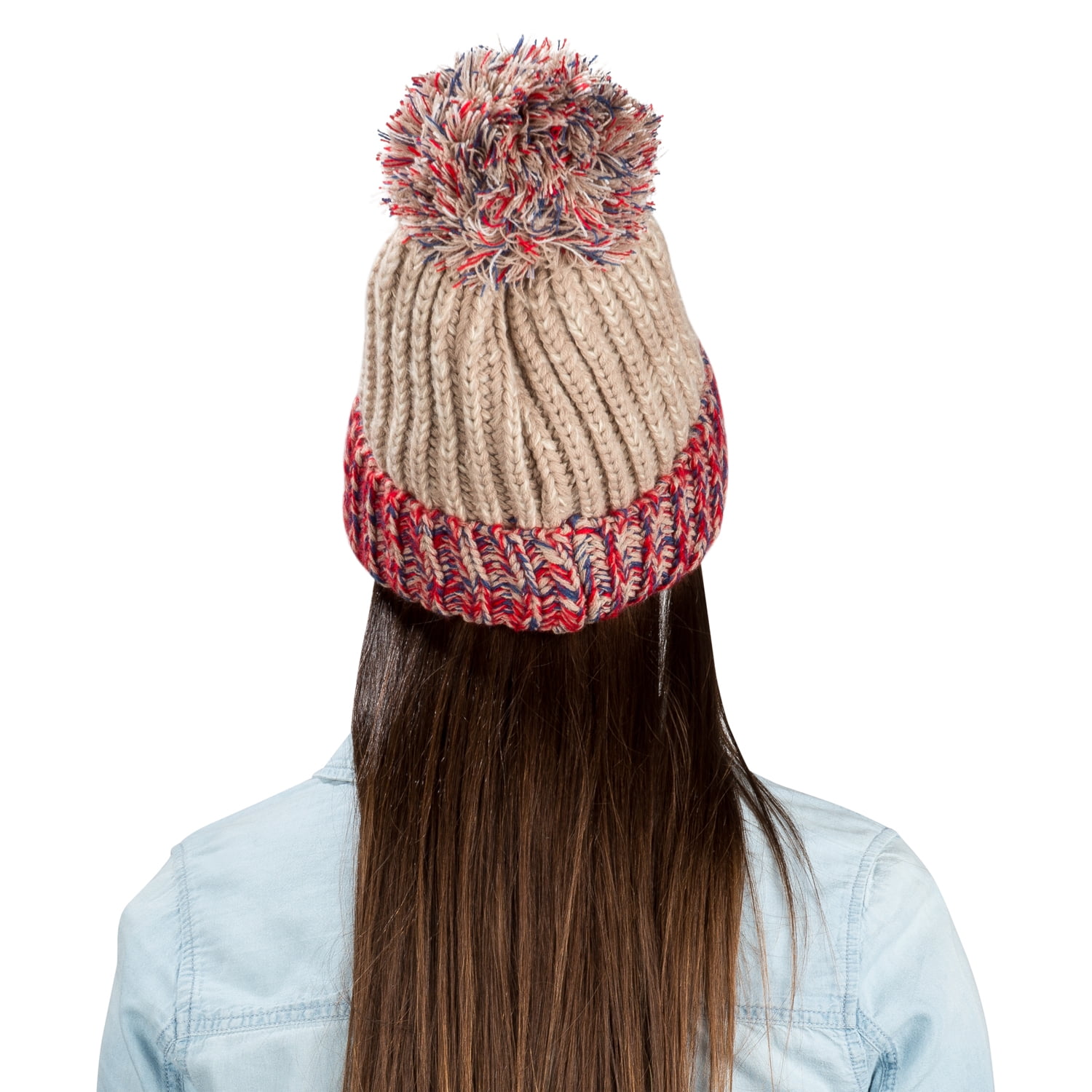 Women's Echo PomPom Warm Knitted Casual Beanie and Soft Plush Infinity Scarf Bundle