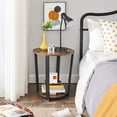 thumbnail image 3 of End Table, Round Side Table with Storage Shelf, Rustic Brown and Black, 3 of 7