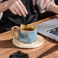 thumbnail image 7 of New Handmade Pottery Coffee Mug, Retro Special-Shaped Mugs, Rough Pottery Hand Knead Irregular Nordics Style Coffee Cups For Office And Home, Big Handle Easy To Hold For Home Office, 7 of 7